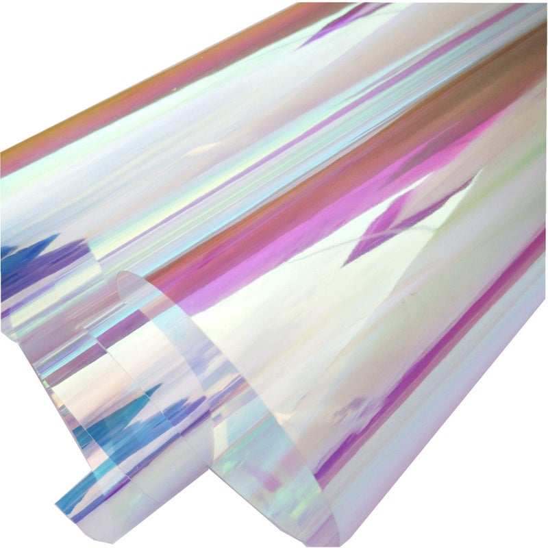 RD GARDEN Transparent Iridescent PVC Sheet Cosplay Performance Accessories Holographic Waterproof Synthetic Leather for Party Decoration 0.1mm Thick 11.8X47 - Image 1